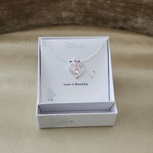 DISNEY SILVER AND ROSE GOLD HEART NECKLACE